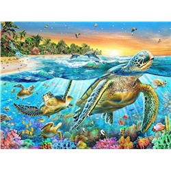 Алмазная мозаика картина стразами Морские черепахи, 50х65 см