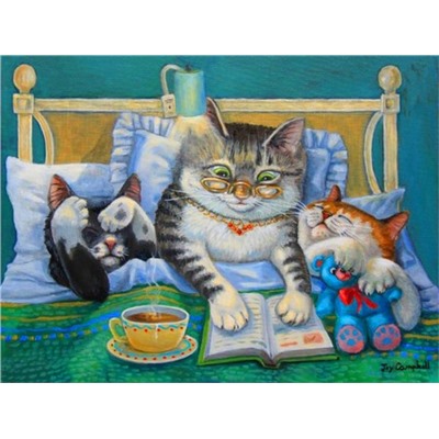 Алмазная мозаика картина стразами Кот с котятами, 40х50 см