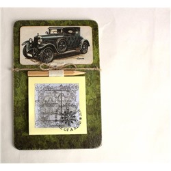 Handmade мужской сувенирный магнит на холодильник Ретро-автомобиль с блокнотом для записей Milotto арт.003493