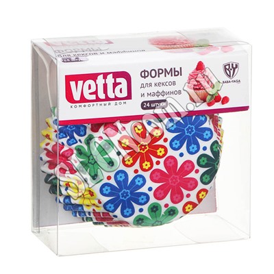 Формы "Цветы" 24 шт бумажные D 5 см, H 3,2 см, Vetta 437-090