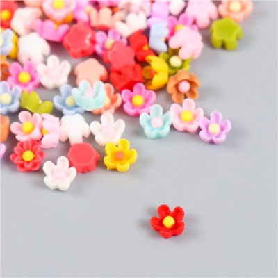 Декор для творчества пластик "Микро-цветочки цветные" набор 100 шт МИКС 0,6х0,6 см