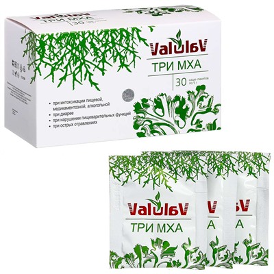 Три мха «ValulaV» при пищевых отравлениях, 30 пакетов.