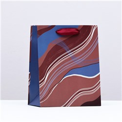 Пакет подарочный "Абстракция", шоколадно-синий,  18 х 22,3 х 10 см