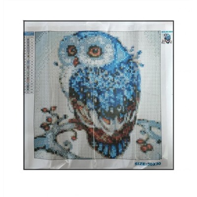 Алмазная мозаика картина стразами Голубая сова, 30х30 см