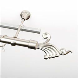 Карниз металлический стыкованный c наконечниками "Верди", 2-рядный, хром матовый, гладкая труба, ø 25 мм  (kn-728)