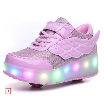 Роликовые кроссовки с LED подсветкой ( два колеса) A586-1