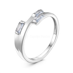 Кольцо женское из серебра с плавленым кварцем цвета танзанит родированное 1-348р224