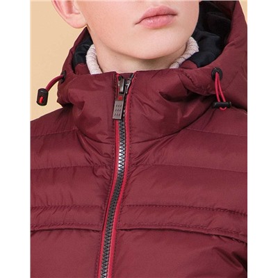 Современная куртка детская цвет бордово-красный модель 65122