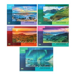 Альбом для рисования А4, 32 листа на скрепке "Гармония природы", обложка мелованный картон, блок 100 г/м2, МИКС