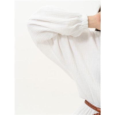 Арт. 14091 Платье пляжное из муслина с воланами. Цвет белый.