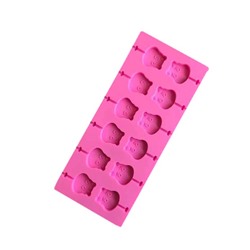 Силиконовая форма для конфет на палочке Бегемотик, 12 ячеек, 26×12 см