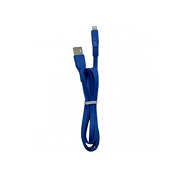 Кабель USB  Apple Lightning 1метр, быстрая зарядка , силиконовый , синий без коробки