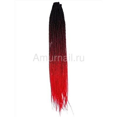Сенегальские косы 60 см Черно-Бордово-Красный №45