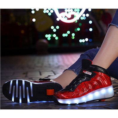 Роликовые кроссовки с LED подсветкой ( одно колесо) J912