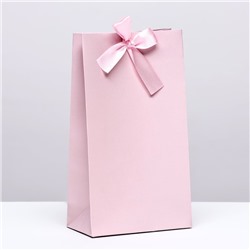 Пакет подарочный с лентой «Розовый», 13 × 23 × 7 см