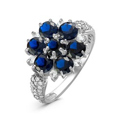 Серебряное кольцо с фианитами синего цвета  283