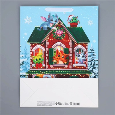 Пакет ламинированный вертикальный «Новогодний домик», L 31 × 40 × 11.5 см