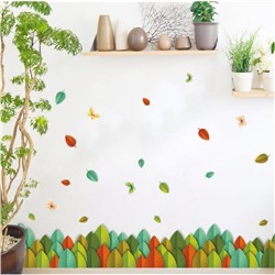 Наклейка пластик интерьерная цветная "Разные листья" 50х70 см