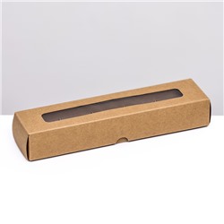 Коробка под 5 конфет с обечайкой, с окном, с тонкими разделителями, КРАФТ 21х5х3,3 см