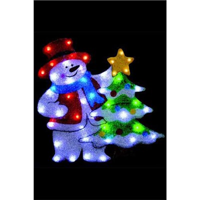 Панно светодиодное Снеговик с елочкой PKQE080148