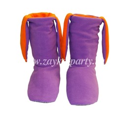 Тапочки-зайчики фиолетовые с оранжевым