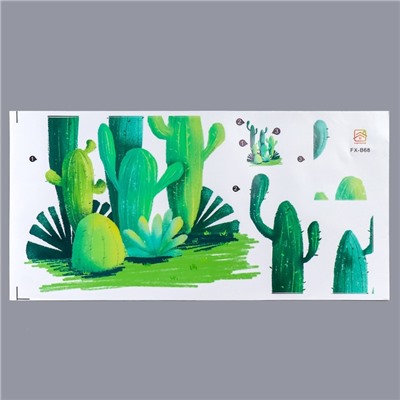Наклейка пластик интерьерная цветная "Кактусы" 30х60 см