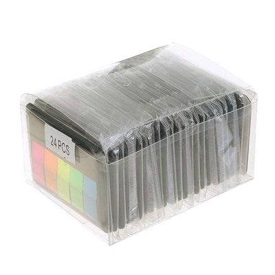 Блок-закладка с липким краем 45 мм х 12 мм, пластик, 5 цветов по 20 листов, флуоресцентные, Z-сложение, в диспенсере