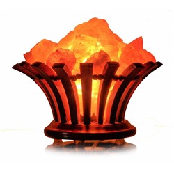 Солевая лампа в деревянной корзине Ваза Himalayan Salt Lamp Wooden Basket Flower Bowl