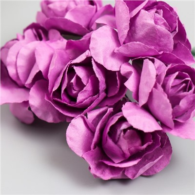Цветы для декорирования "Чайные розы" 1 букет=6 цветов 9,5 см фиолетовый