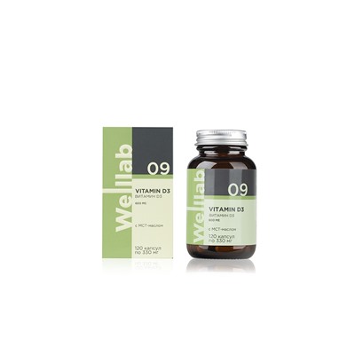 WELLLAB БАД с витамином Д3 VITAMIN D3 600 МЕ, 120 капсул