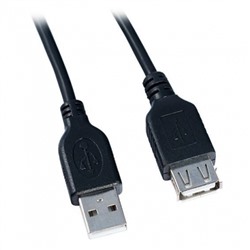 Кабель удлинитель USB 2.0 Am=>Af - 5 м, черный, VS (U550)
