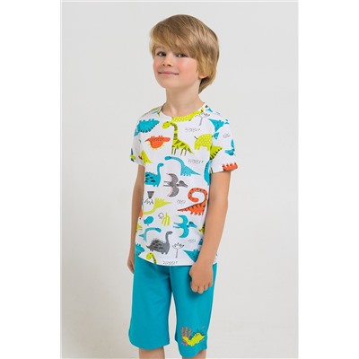 Пижама для мальчика Crockid К 1528 цветные динозавры + сочная бирюза
