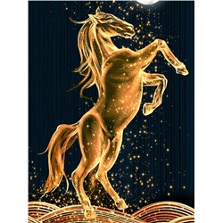 Алмазная мозаика картина стразами Золотой конь, 50х65 см