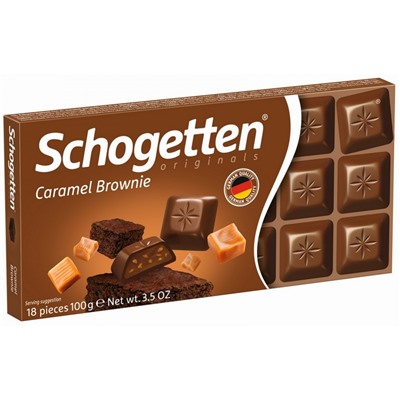 Шоколад Schogetten Молочный  с шоколадным кремом брауни и карамелью 100гр