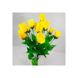 Букет искусственных цветов роза желтый 45 см 12 бутонов к6