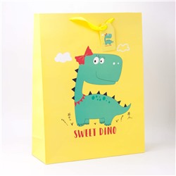 Подарочный пакет(L) "Dino", yellow