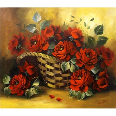 Алмазная мозаика картина стразами Корзина с розами, 30х40 см