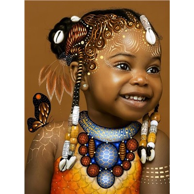 Алмазная мозаика картина стразами Африканская девочка,30х40 см
