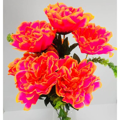 Букет искусственных цветов пион оранжевый 30 см 5 бутонов к38