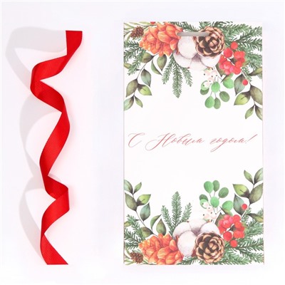 Пакет подарочный с лентой «Новогодняя пора», 13 × 23 × 7 см
