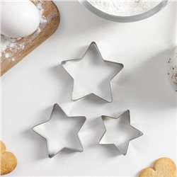 Набор форм для вырезания печенья Доляна «Остроконечная звезда», 3 шт, 6,5×5,5×1,5 см, цвет хромированный