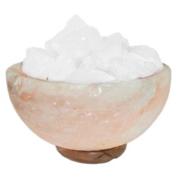 Солевая лампа Чаша 20 см с белыми камнями Himalayan Salt Lamp Bowl 8 inch Pink Bowl & white stones, Акция!