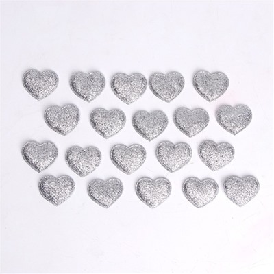 Сердечки декоративные, набор 20 шт., размер 1 шт: 2,5 × 2,2 см, цвет серебряный