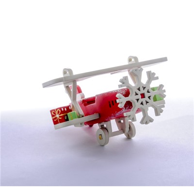 Елочная игрушка, сувенир - Самолет Биплан 3020 Santa