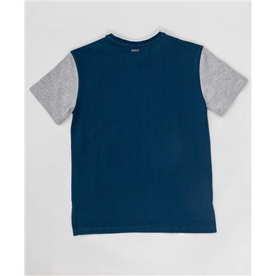 Серо-синяя футболка с принтом