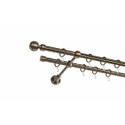 Карниз металлический 2-рядный "Каро", золото антик, крученая труба ø16 мм  (kn-176)