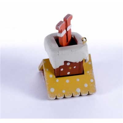 Елочная игрушка - Домик с ногами Санта Клауса 370-1