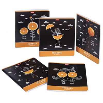 Тетрадь 48 листов клетка "Апельсиновые мечты", обложка мелованный картон, выборочный матовый лак, блок 65 г/м2, 5В МИКС