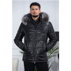 Зимняя черная мужская куртка с мехом
