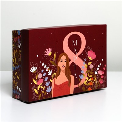 Коробка складная «8 марта, girl», 30 × 20 × 9 см